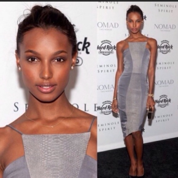 House of CB Grey Snakeskin Suede Asymmetric Dress - Picture 2 of 4